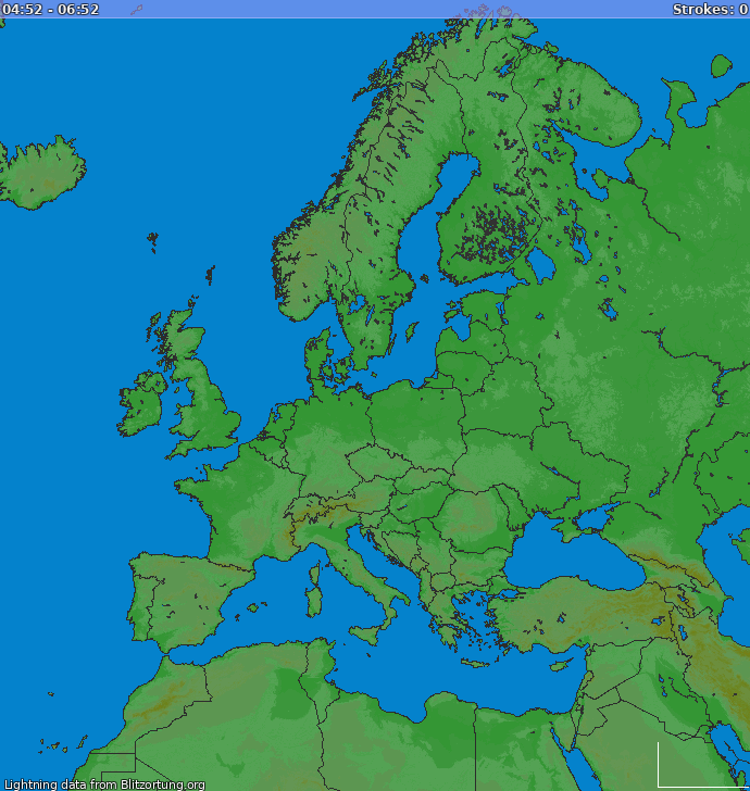 Mapa wyładowań Europa 2024-04-19 1:55:00